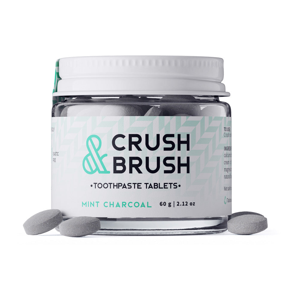 Crush & Brush MINT CHARCOAL - 60g ~ 80 Toothpaste Tablets